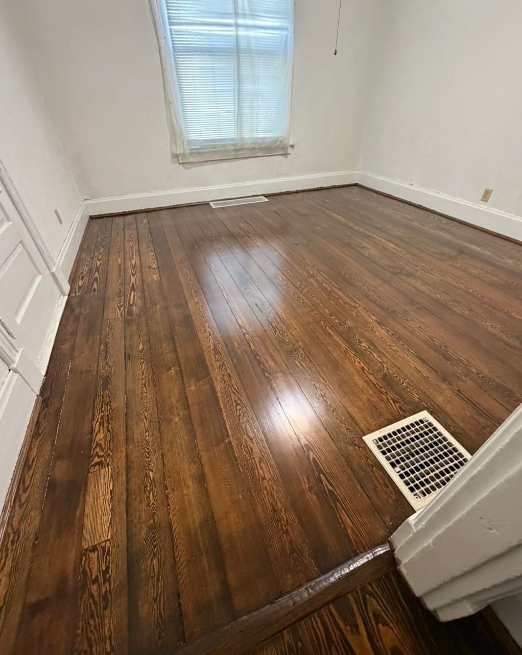 Bedroom floor after refinishing