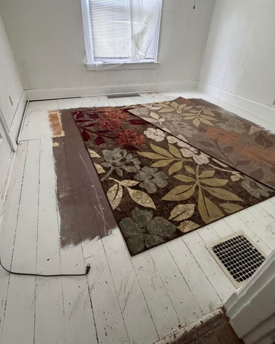 Bedroom floor before refinishing