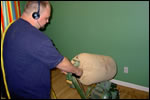 Sanding a hardwood floor