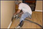 Sanding a hardwood floor