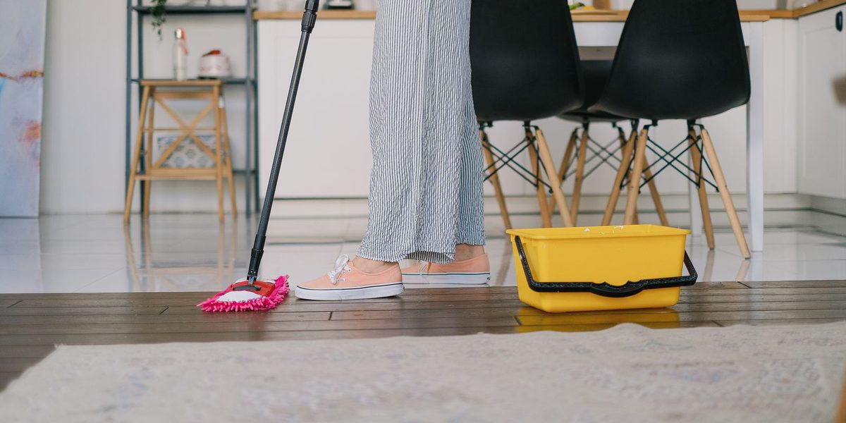 Mopping a hardwood floor
