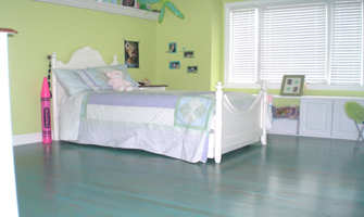 White Oak, light blue stain hardwood floor by Premier Hardwood Floors